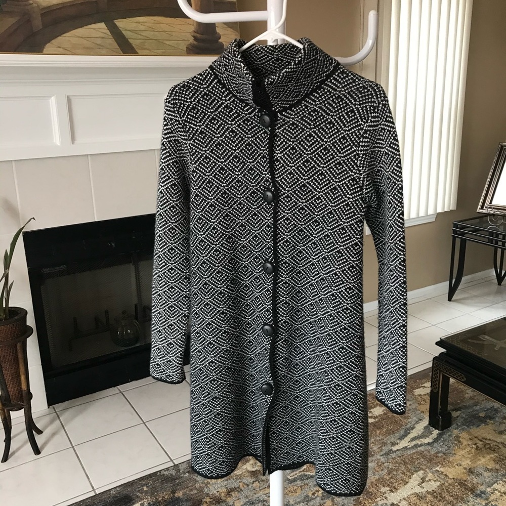 High Neck Sweater Jacket Wool Blend